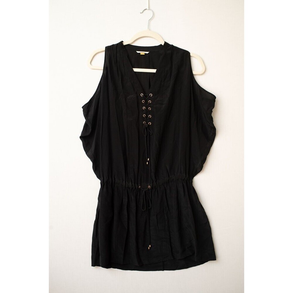 Leifsdottir Black Silk short sleeveless blouse witchy whimsygoth 0β